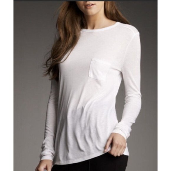 T by Alexander Wang Tops - T by Alexander Wang White Long Sleeve Pocket T-Shirt Medium